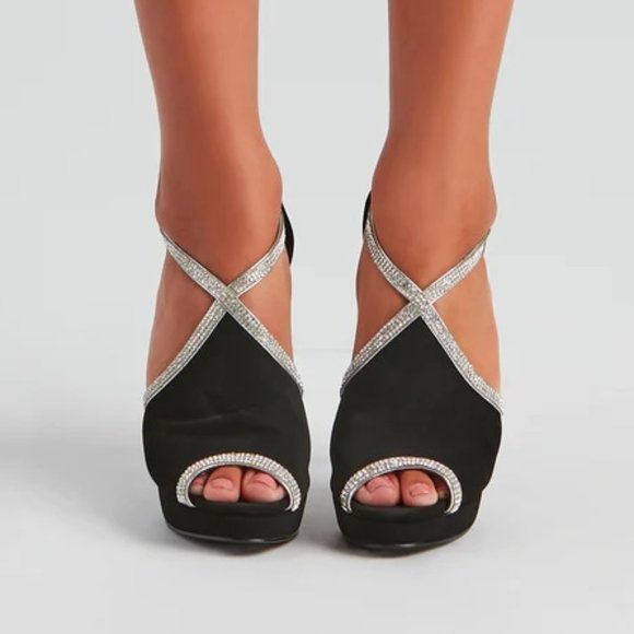 Windsor Babe At The Party Black Rhinestone Stiletto Booties 7 - Picture 4 of 4